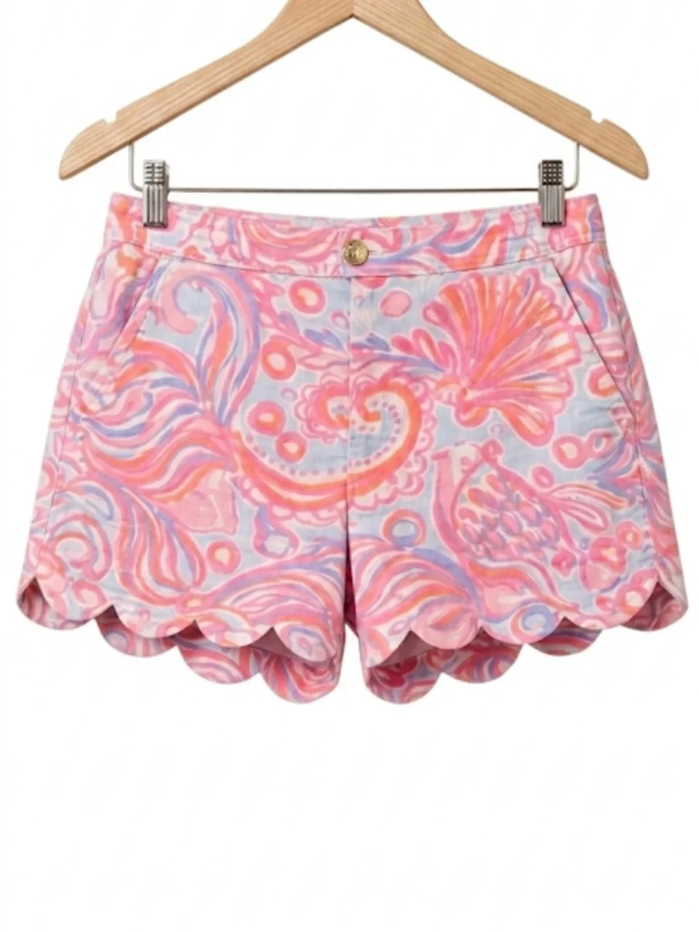 Lilly Pulitzer Pink Pout Bubbly Buttercup Scalloped Shorts Size 16 Resortwear II
